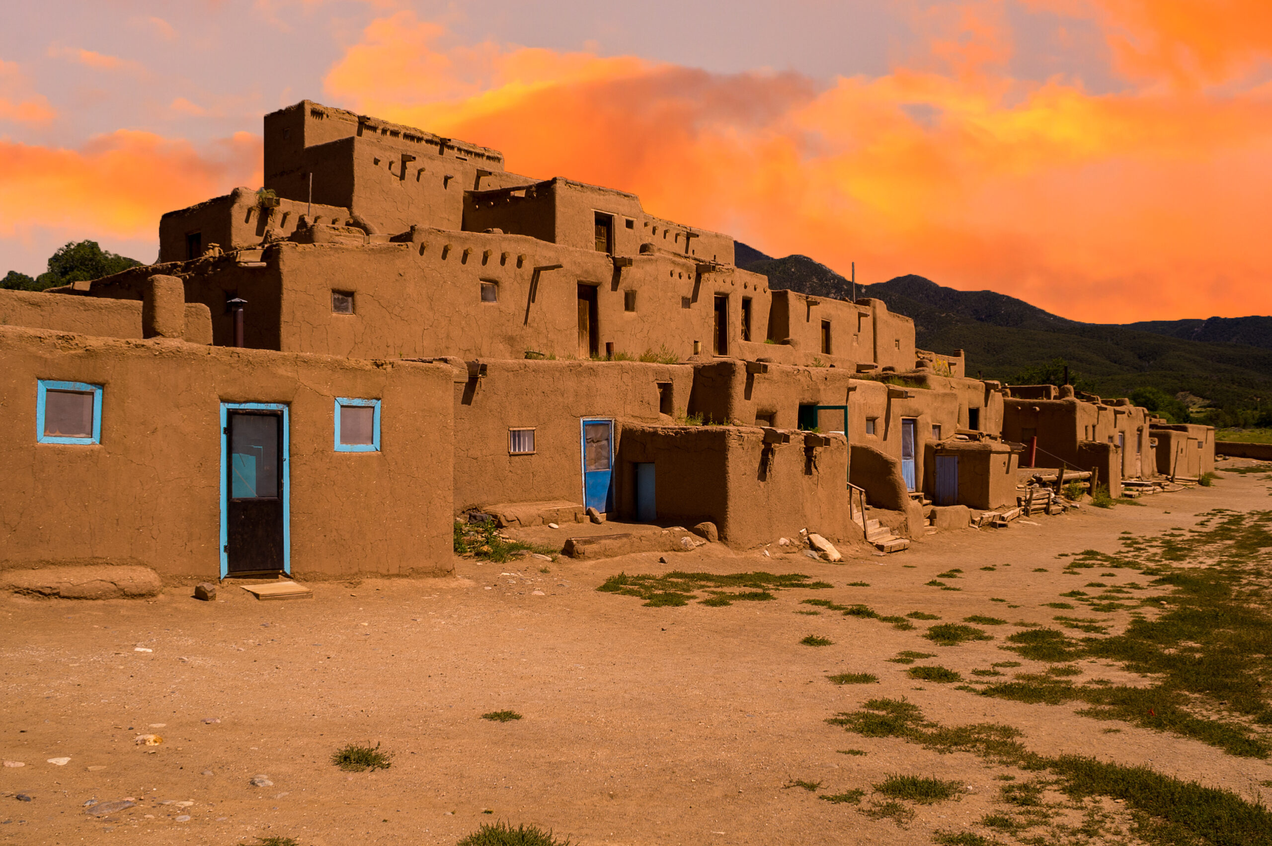 Adobe Houses in the Pueblo of Taos, New Mexico, USA.